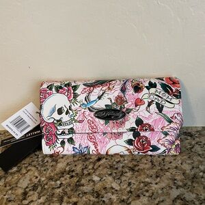 NWT Ed Hardy White Skull Print Wallet